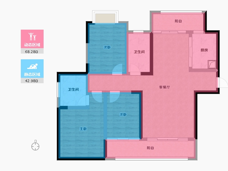 湖南省-湘潭市-九华世纪城 第二期-98.44-户型库-动静分区