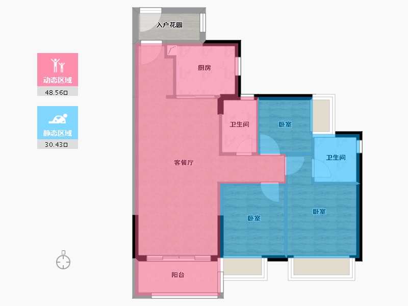 广东省-珠海市-时代香海北岸-74.18-户型库-动静分区