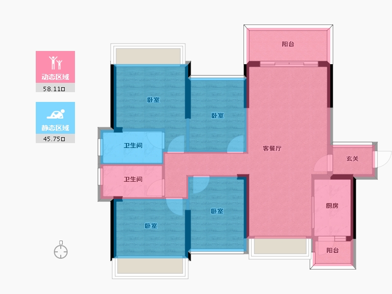 广东省-惠州市-汇园国际-92.63-户型库-动静分区