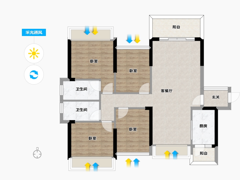 广东省-惠州市-汇园国际-92.63-户型库-采光通风