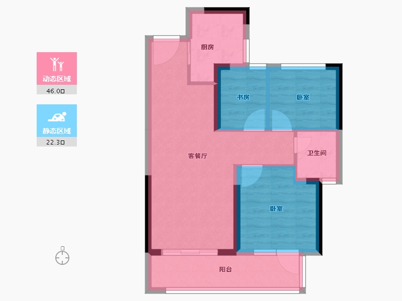 湖北省-荆州市-金辉楚樾云著-60.52-户型库-动静分区