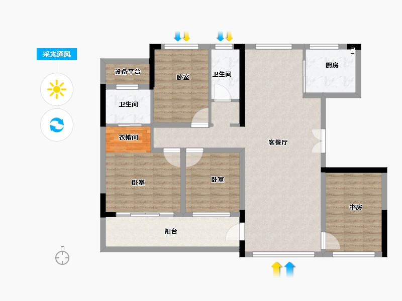 河南省-郑州市-正弘悦云庄-114.94-户型库-采光通风