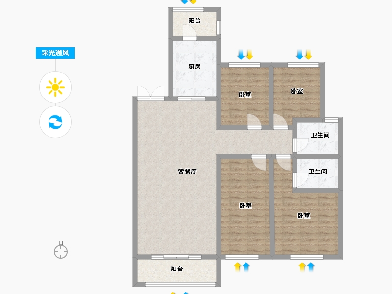 河南省-郑州市-名门紫园-112.01-户型库-采光通风