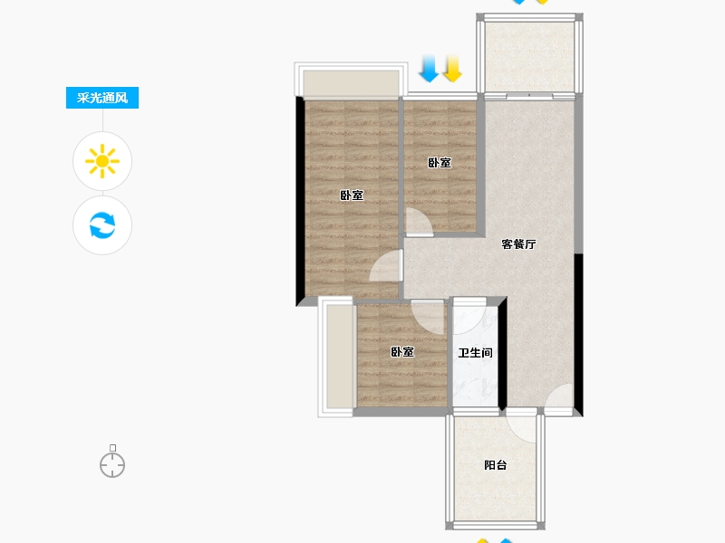 广东省-湛江市-城市尚居花园-70.99-户型库-采光通风