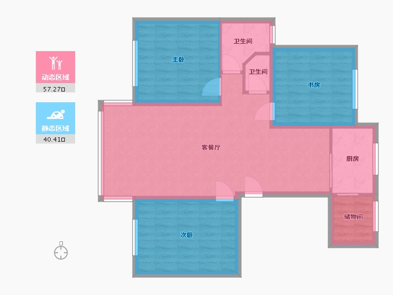 内蒙古自治区-鄂尔多斯市-金御豪庭-87.82-户型库-动静分区