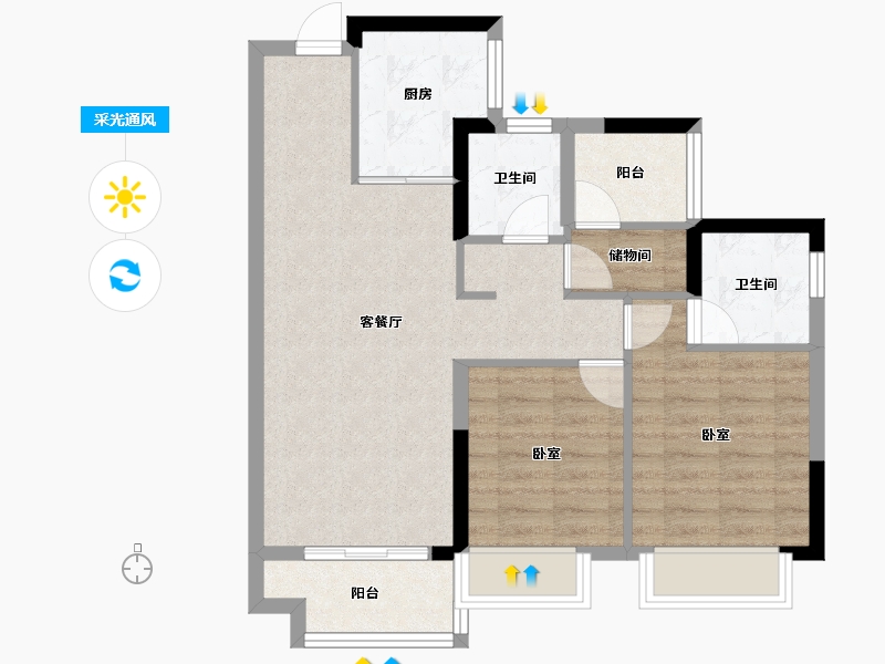 广东省-佛山市-上坤翰林湖壹号-71.01-户型库-采光通风