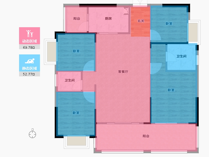 湖南省-邵阳市-恒泰珑湖·二期-112.37-户型库-动静分区