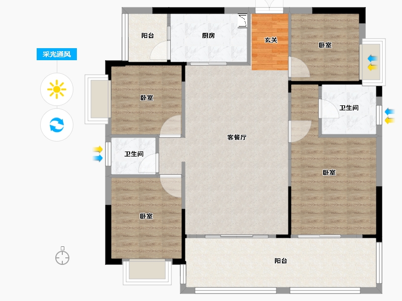 湖南省-邵阳市-恒泰珑湖·二期-112.37-户型库-采光通风