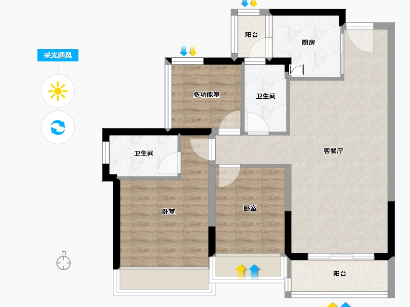 广东省-珠海市-龙光·玖龙湖-75.32-户型库-采光通风