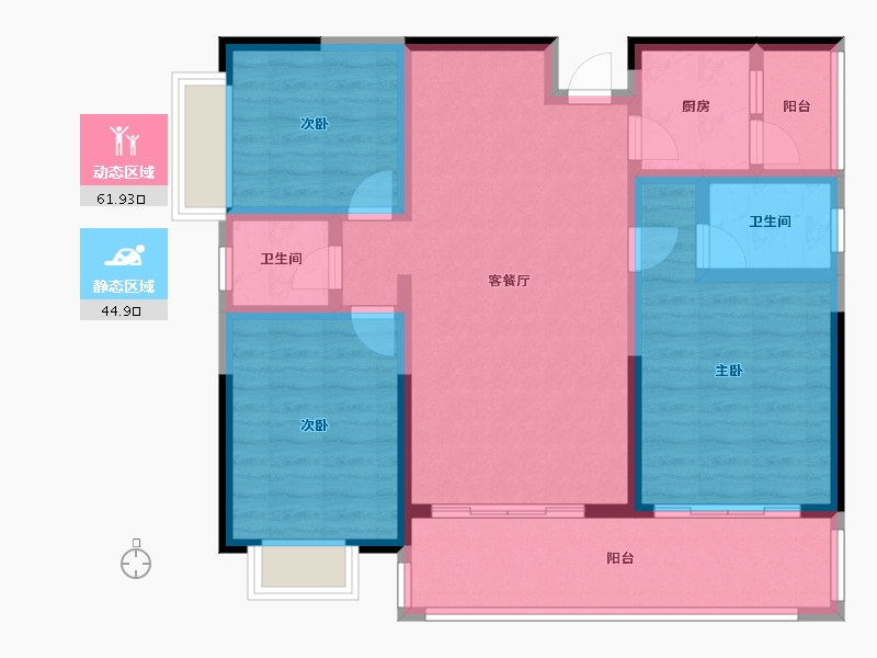 湖南省-湘潭市-龙城·盛悦府-94.93-户型库-动静分区