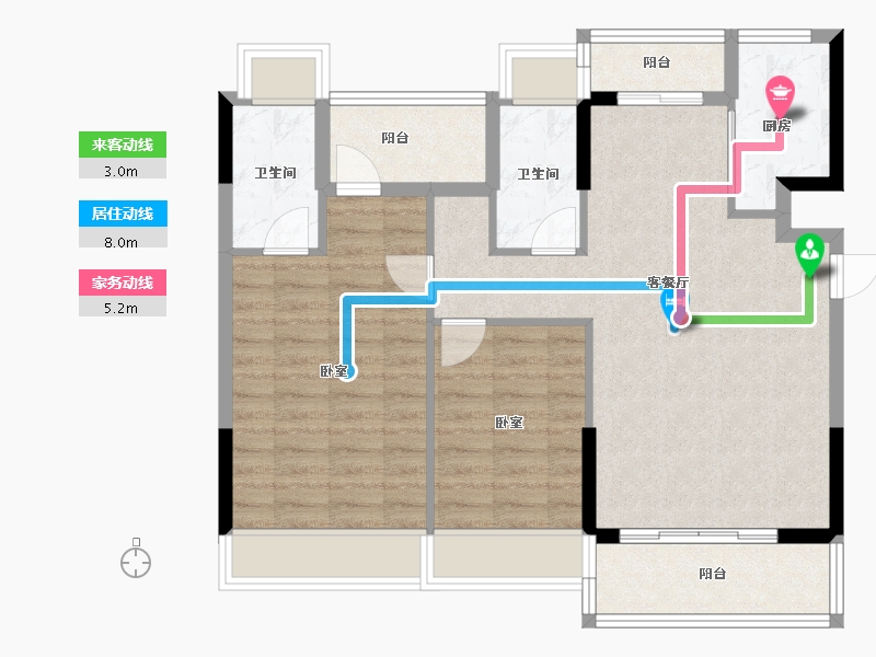 广东省-佛山市-信达珑桂蓝庭-83.76-户型库-动静线