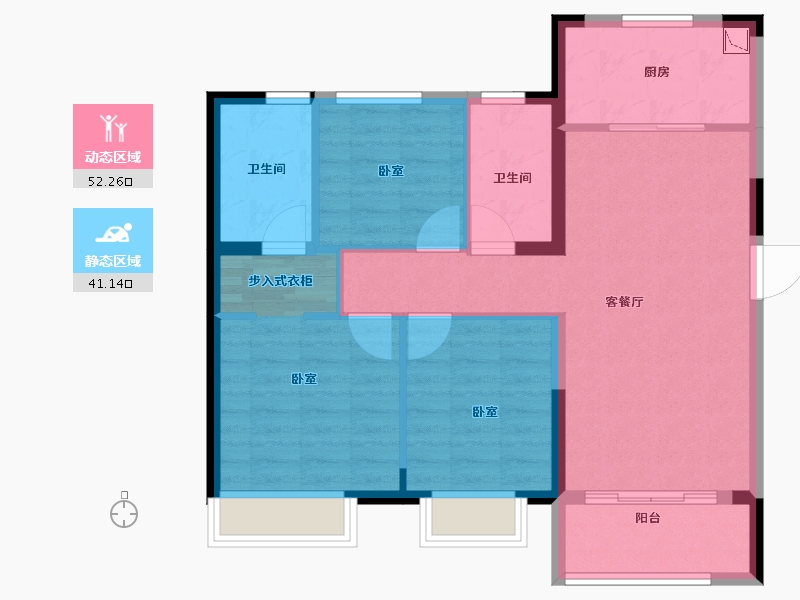 湖南省-长沙市-金地艺境-83.99-户型库-动静分区