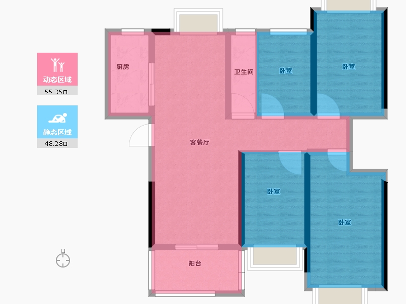 广东省-佛山市-奥园上林一品-92.18-户型库-动静分区