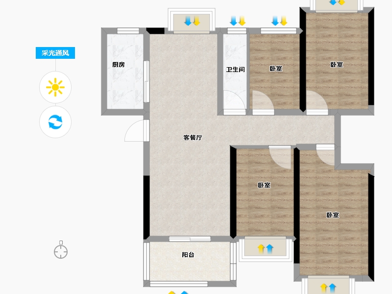 广东省-佛山市-奥园上林一品-92.18-户型库-采光通风