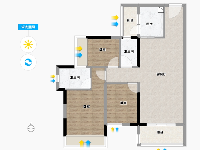 广东省-广州市-城投首筑花园-82.00-户型库-采光通风