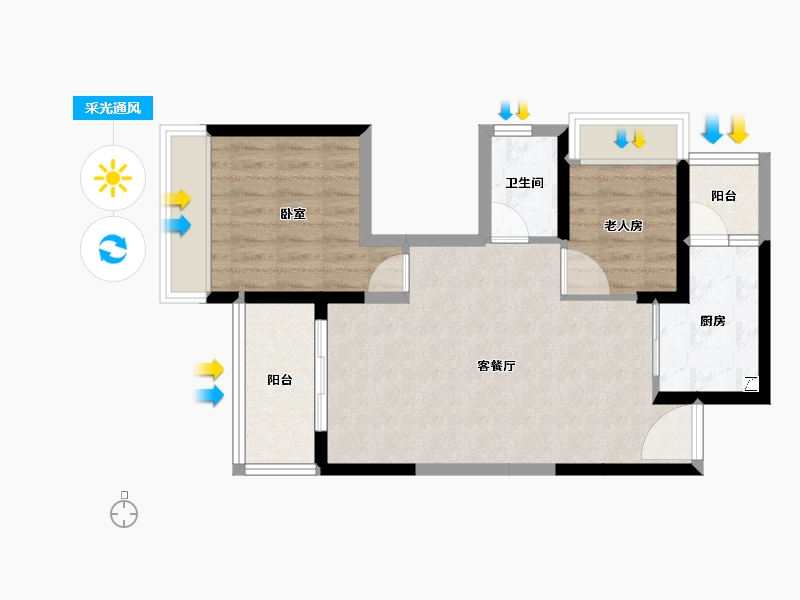 广东省-江门市-印象海伦湾-62.30-户型库-采光通风