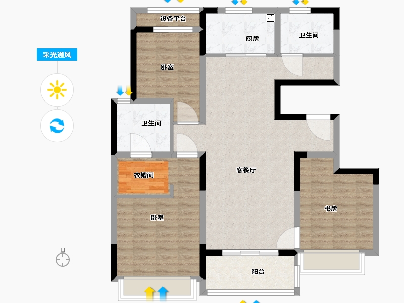 河南省-许昌市-融创·观河宸院-100.00-户型库-采光通风