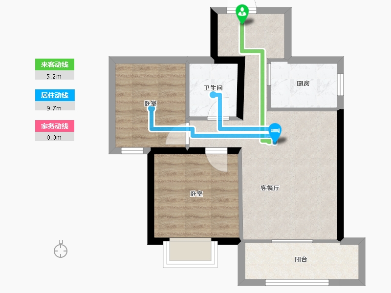 陕西省-西安市-天朗大兴郡-54.59-户型库-动静线