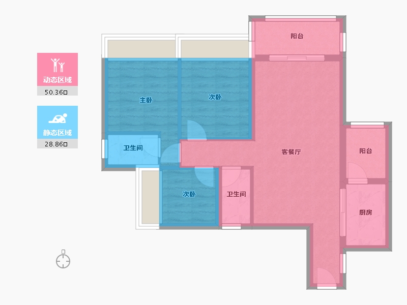 广东省-湛江市-廉江长盈城市花园-70.17-户型库-动静分区