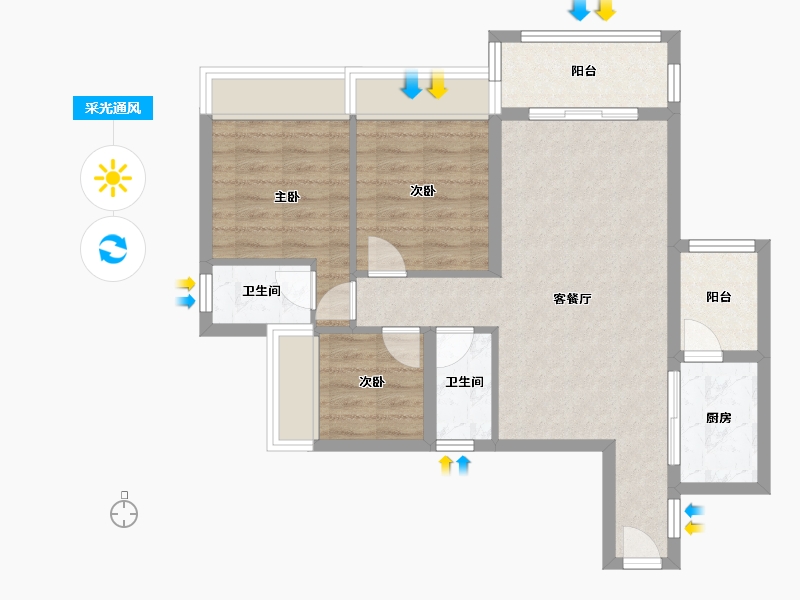 广东省-湛江市-廉江长盈城市花园-70.17-户型库-采光通风