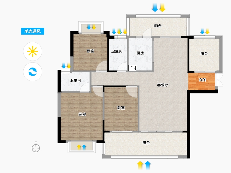 湖南省-邵阳市-恒泰珑湖·二期-118.37-户型库-采光通风