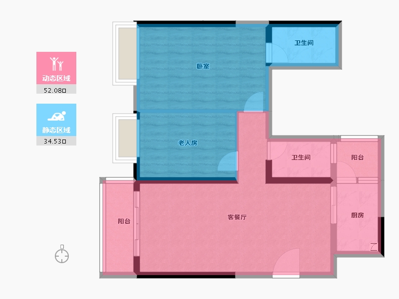 广东省-江门市-印象海伦湾-77.30-户型库-动静分区