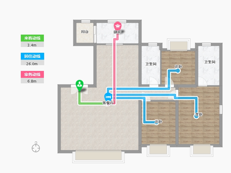 吉林省-长春市-中海·玺悦洋房-113.66-户型库-动静线