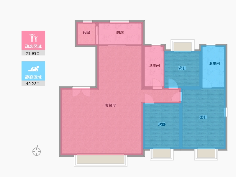 吉林省-长春市-中海·玺悦洋房-113.66-户型库-动静分区