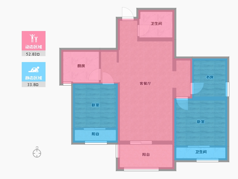 陕西省-西安市-天朗大兴郡-76.33-户型库-动静分区