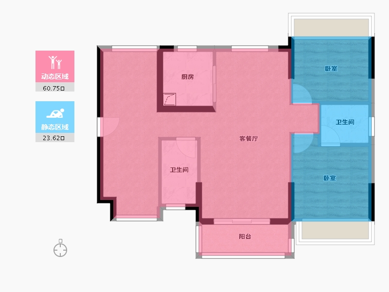 广东省-惠州市-卓洲摩卡公馆-75.41-户型库-动静分区