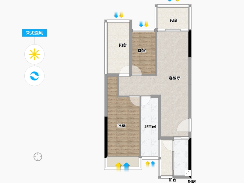 广东省-湛江市-城市尚居花园-75.00-户型库-采光通风