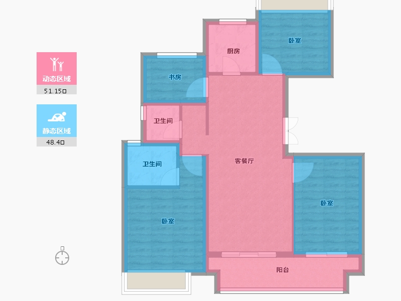 安徽省-六安市-时代悦府-89.02-户型库-动静分区