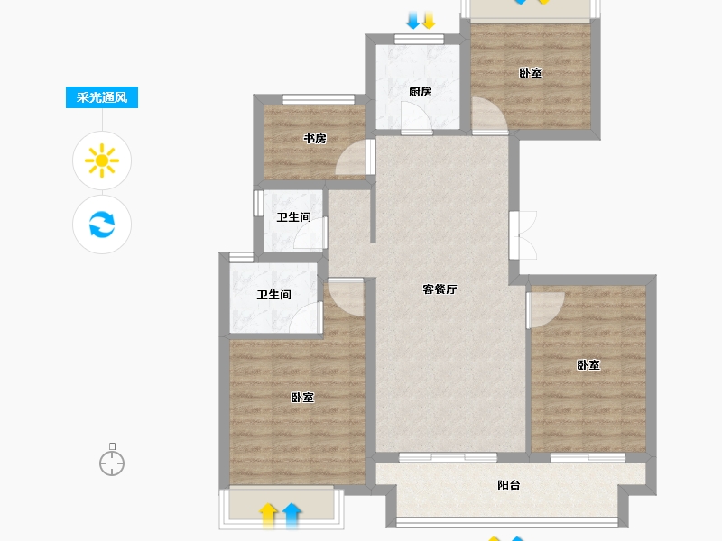 安徽省-六安市-时代悦府-89.02-户型库-采光通风