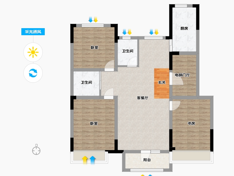 吉林省-长春市-隆晟·高新名邸-102.45-户型库-采光通风