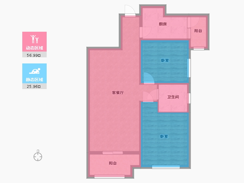 陕西省-西安市-天朗大兴郡-73.32-户型库-动静分区