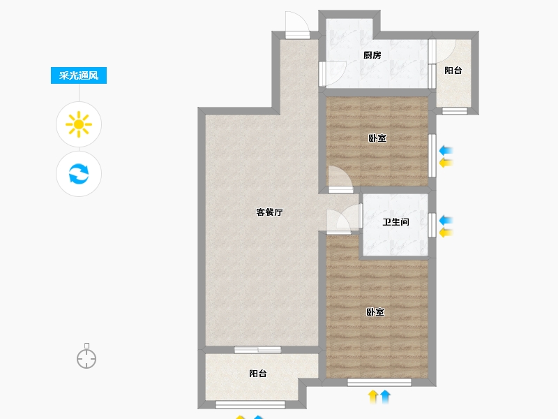 陕西省-西安市-天朗大兴郡-73.32-户型库-采光通风