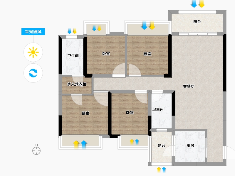 湖南省-怀化市-岳麓青城-94.57-户型库-采光通风