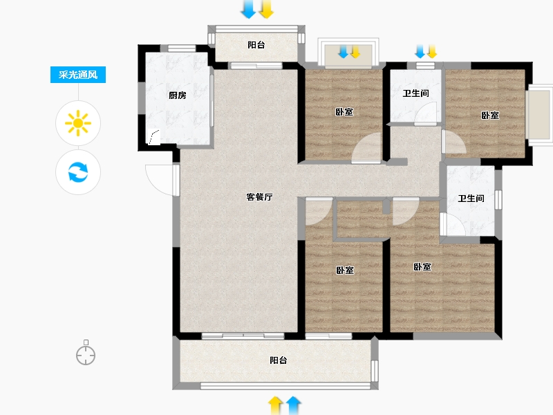 湖北省-荆州市-保利堂悦-116.00-户型库-采光通风