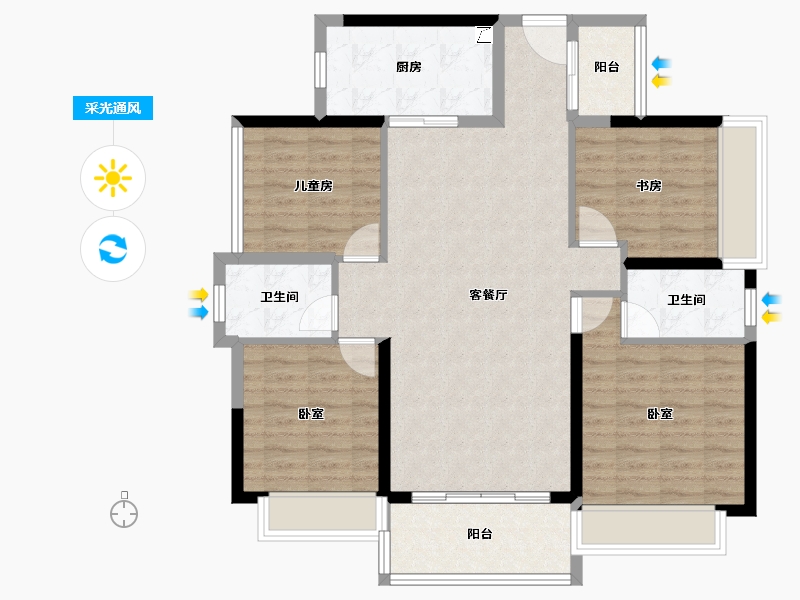 广东省-江门市-海悦天铸-103.15-户型库-采光通风