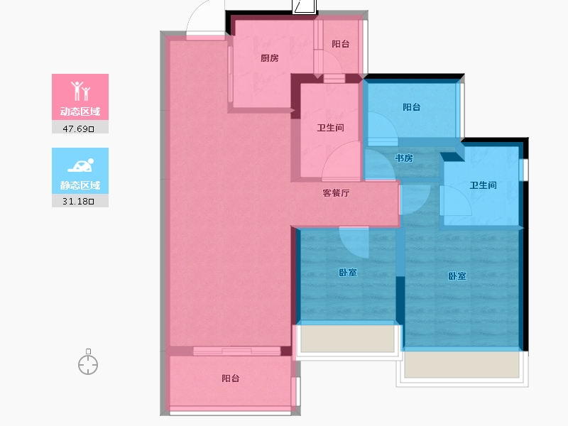 广东省-佛山市-美的观澜府-69.10-户型库-动静分区