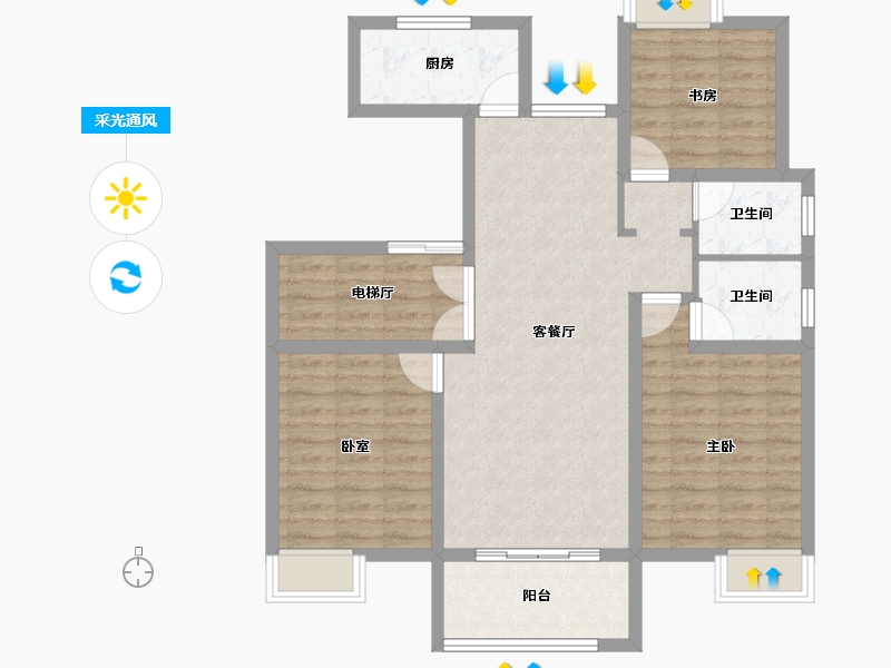 安徽省-黄山市-鑫基·尚紫台-92.00-户型库-采光通风