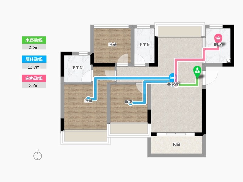 广东省-佛山市-深业旗山雅苑-70.00-户型库-动静线