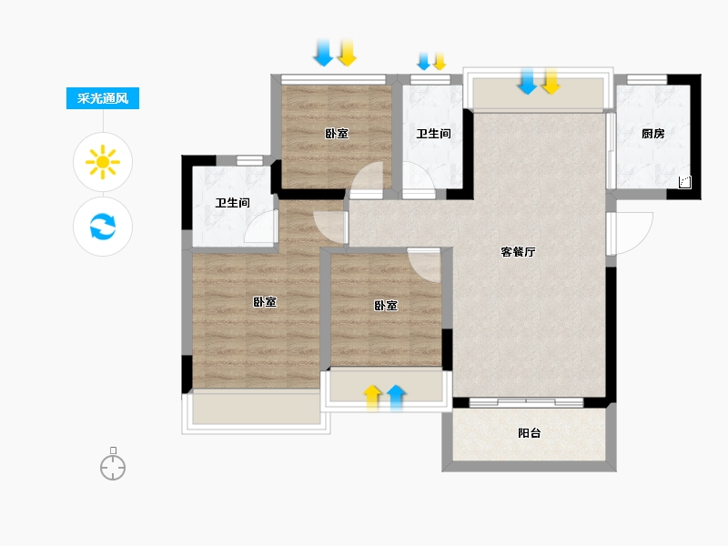 广东省-佛山市-深业旗山雅苑-70.00-户型库-采光通风