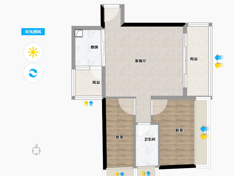 广东省-湛江市-城市尚居花园-66.00-户型库-采光通风