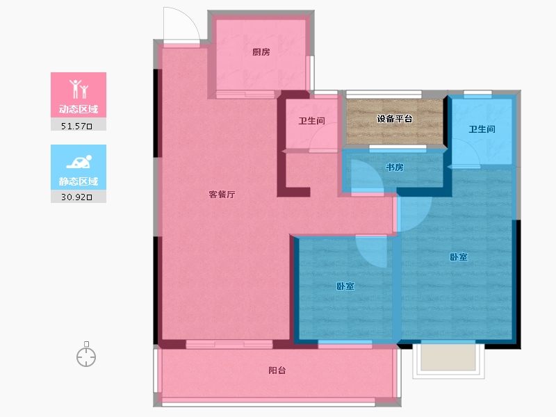 湖南省-长沙市-帝辰·金缇水郡-75.81-户型库-动静分区