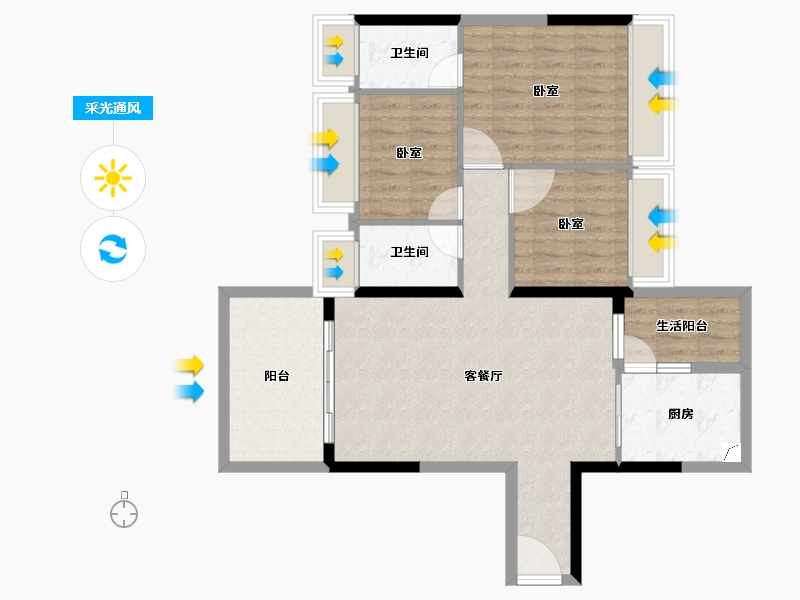 广东省-湛江市-汇泉·盛景名苑-87.48-户型库-采光通风