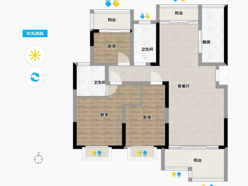 湖南省-湘潭市-金沅公馆-106.30-户型库-采光通风