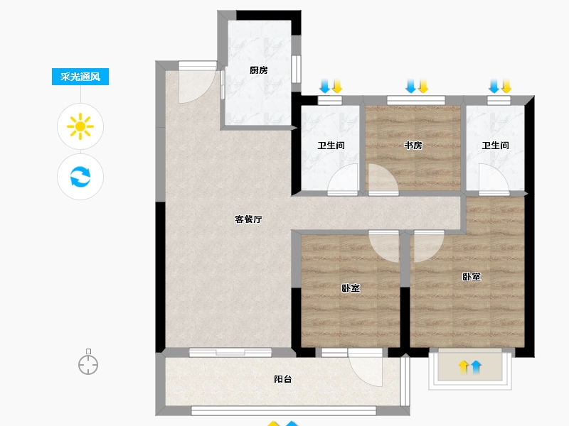 湖北省-荆州市-金辉楚樾云著-68.01-户型库-采光通风