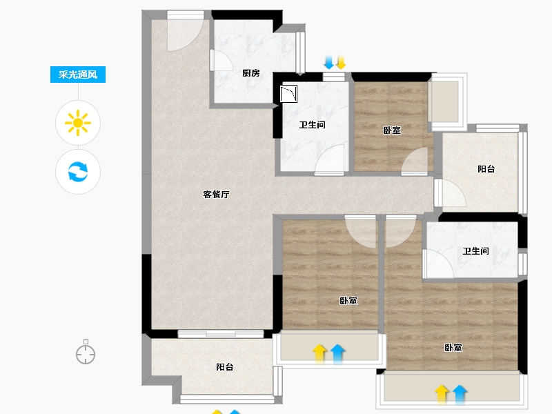 广东省-广州市-融创·春风岭南-78.00-户型库-采光通风