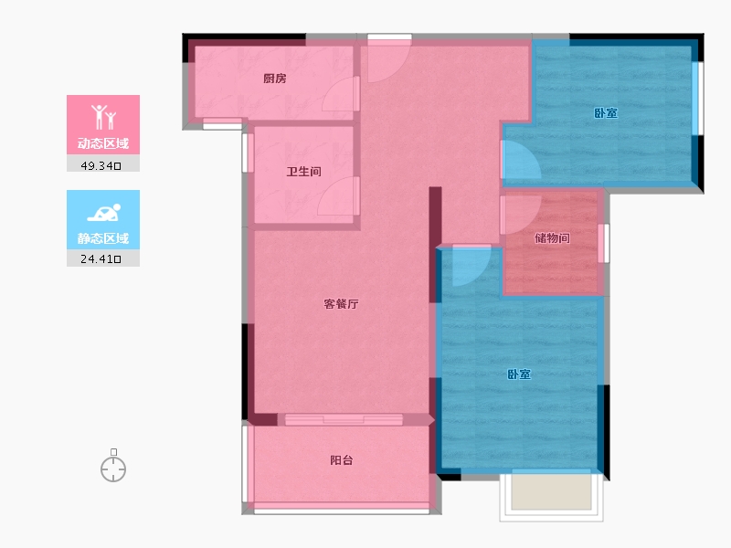 湖北省-荆州市-龙城怡景园-65.91-户型库-动静分区